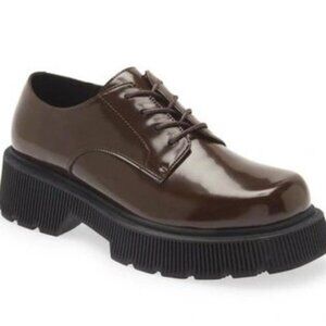 Jeffrey Campbell THE OFFICE PLATFORM DERBY IN BROWN BOX LIKE NEW